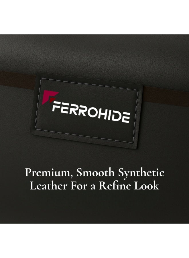 FERROHIDE Genuine Leather Toiletry & Travel Organizer Bag for Men - Genuine Leather Multi-Purpose Organizer Bag – Compact Travel Pouch for Phone, Power Bank, Wallet, & Earphones – Black - Image 5